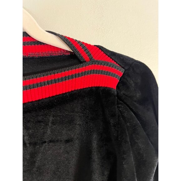Retro Velour Dress M Black Old Money Classic Chic Preppy Boho Whimsical 80s - Picture 5 of 9
